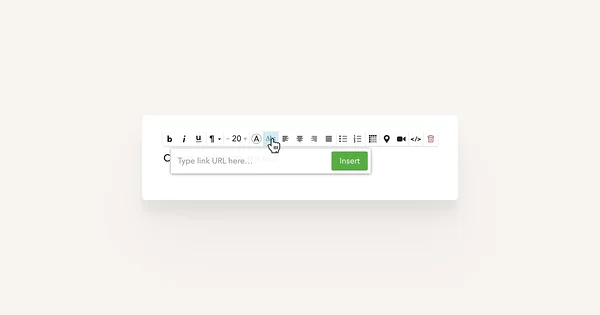 Cursor pointing at the 'Abc' button on text toolbar to insert a link.