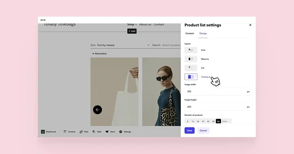 'Catalogue' design for product list.