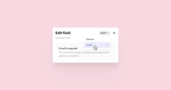 Language options for a checkout field.