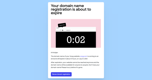 The letter that indicates that the domain is about to expire