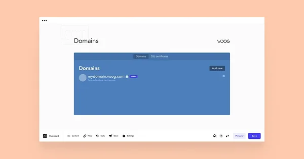 Domains menu.
