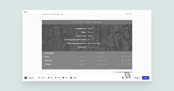 Cursor pointing at 'download the entire site?' link.