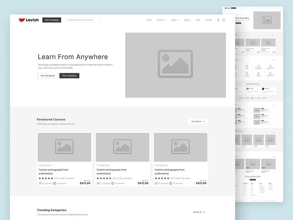 Landing page wireframe - Dribble