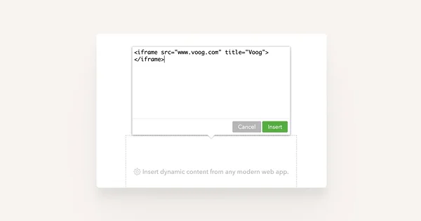 Example of an embed code in 'Embed' content area.