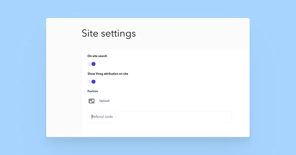 Adding the referral code under site settings.