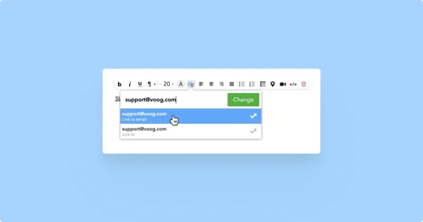 Cursor pointing at the email linking option.