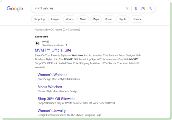 MVMT Google ad