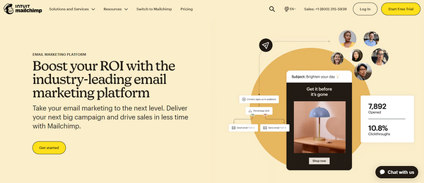 Example of landing page best practice from Mailchimp
