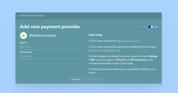 Adding MakeCommerce as a new payment provider
