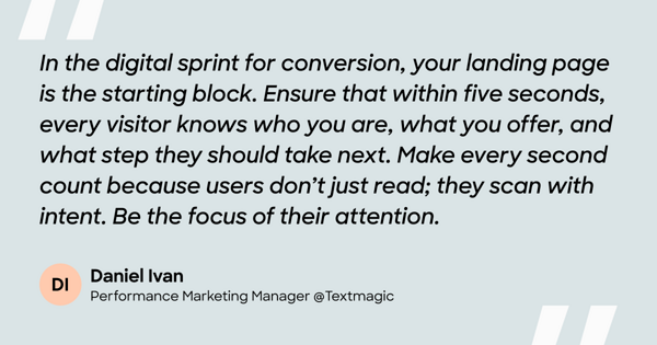 SME quote on landing page optimization