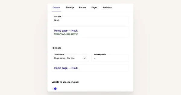 SEO menu.