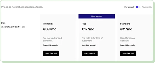 Voog pricing comparison