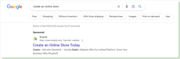 Shopify Google ad