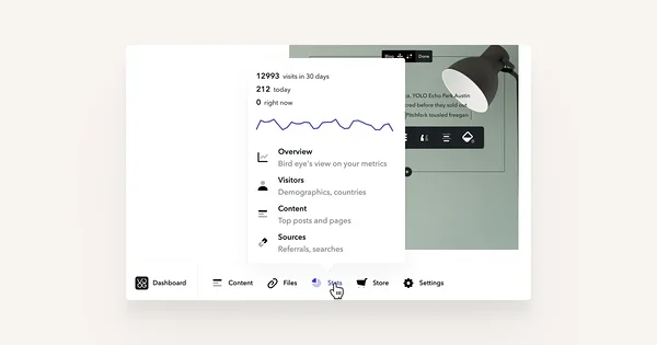 Cursor pointing at 'Stats' on lower menu bar.