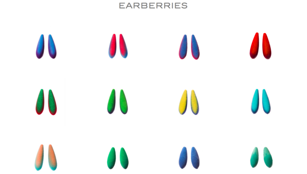 tear-drop earrings in various colours