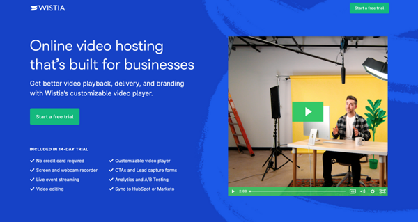 Example of landing page with video from Wistia