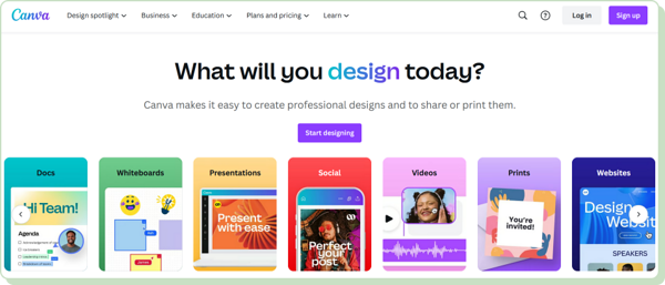 Canva landing page example