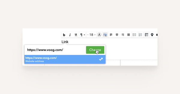 Cursor pointing at the 'Change' button to edit an existing link