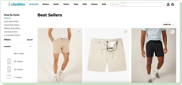 Chubbies showcasing best sellers