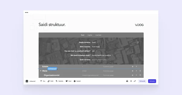 Alamlehe asukoha muutmine saidi struktuuri vaates.