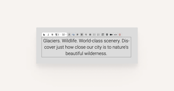 Highlighted section of font styles in the text toolbar