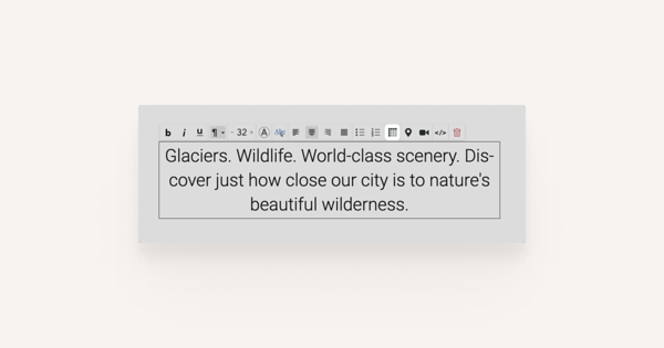 Highlighted table editor button on the text toolbar