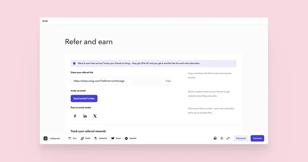 Refer and earn view.
