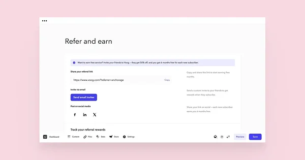 Refer and earn view.