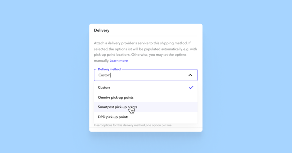 Select delivery method
