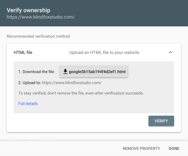 Verifying domain ownership in Google Search Console