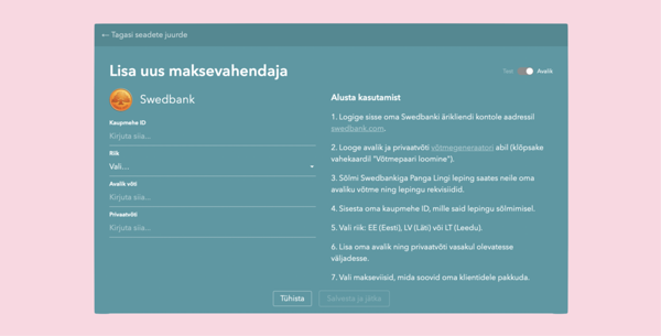 Swedbank maksevärava lisamine