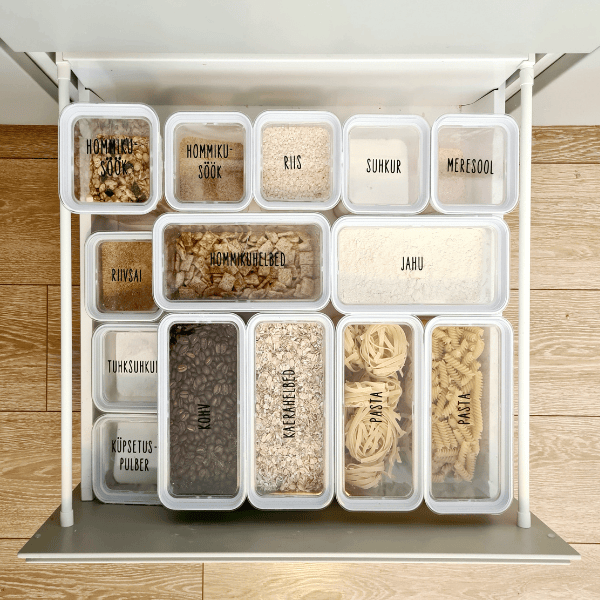 These storage containers are very practical, utilizing your cupboard space to the maximum.