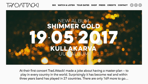 Album title and release date on a band's website
