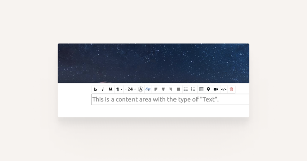 A content area with the type of 'Text'