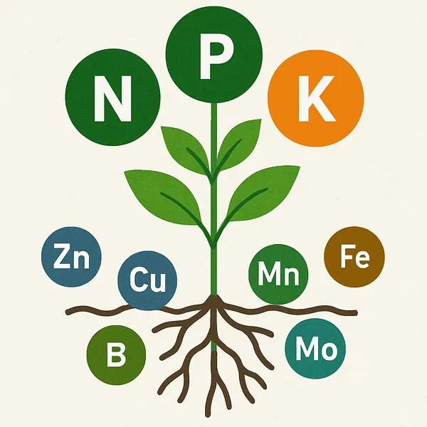 taimede-toitained-diagramm.png Taimede toitained: N, P, K, Zn, Cu, Mn, Fe, B, Mo – olulised elemendid kasvu ja arengu jaoks.