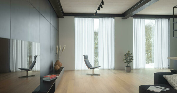  Moderne eramu Tähtveres - kui soovite minimalistlikku, puhta välimusega ruumi, lisab hele linane sellele avarust ja kergust.  Foto: Ahto Soosaar