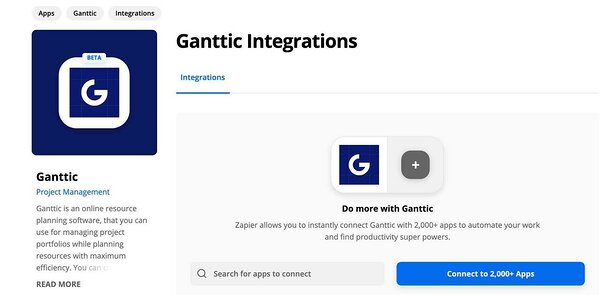 Ganttic is now integrated with Zapier, so you can connect all the apps you love with Ganttic with no coding.