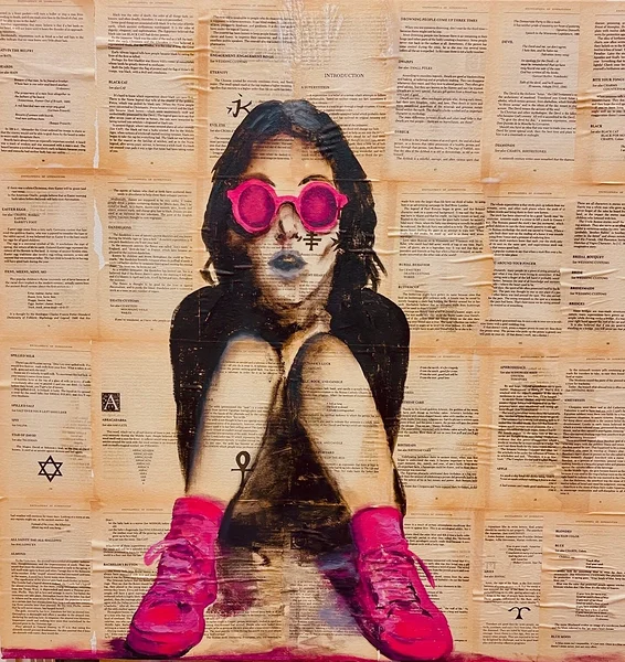 EMOTIPHONE 2025 akrüül&segatehnika lõuendil 80x80cm