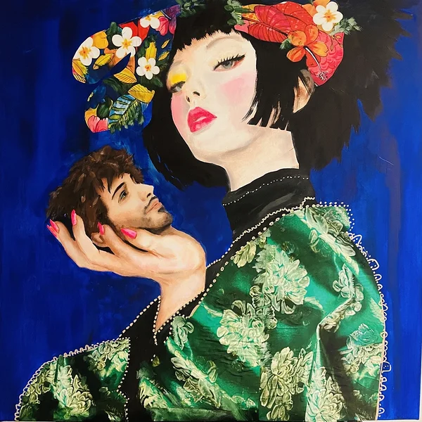 "Too Desired to Be Held" 2026 akrüül/segatehnika 80x80cm