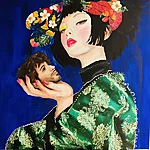 "Too Desired to Be Held" 2026 akrüül/segatehnika 80x80cm