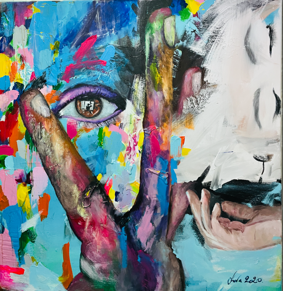 Peegeldus, 2020 acrylic on canvas 100x100 cm