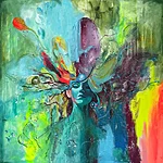 &quot;Vaikus ei ole tühjus. Vaikus on algus&quot; 2025 akrüül lõuendil 90x90cm
