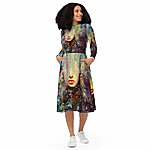 All over print long sleeve midi dress white front 631cd863c71bf