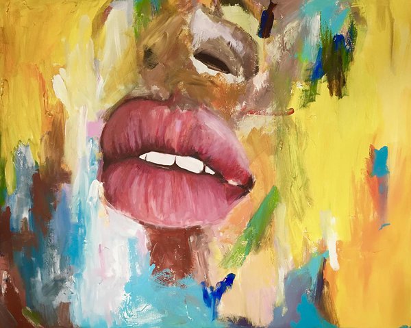 Rabocie gubi,2019 acrylic on canvas 120x80 cm
