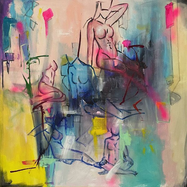 bowling 2023 acrylic on canvas 90x90cm
