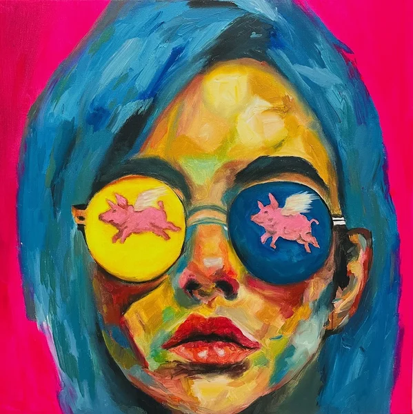 Who said that pigs are not fly? 2025 akrüül lõuendil 80x80cm