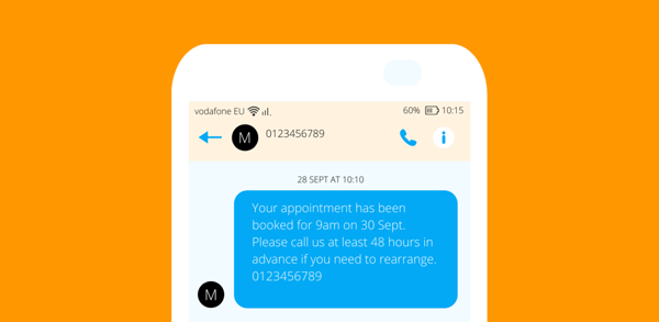 Appointment confirmation text message template