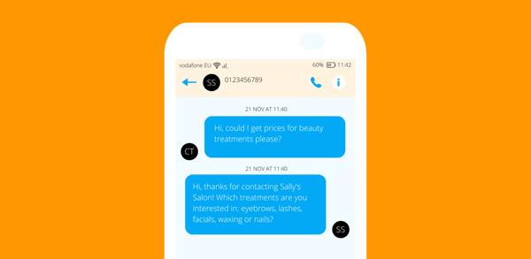 Example SMS chatbot conversation