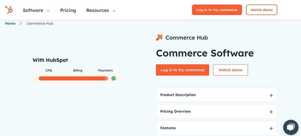Hubspot Commerce screenshot