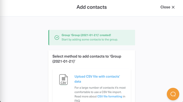 New contact group has been created in Phonebook